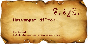 Hatvanger Áron névjegykártya